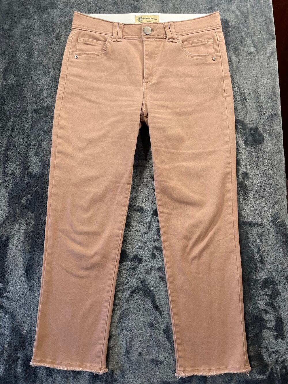 Democracy Womens Size 10 Absolution Dusty Rose Frayed Hem Slim Straight Pants